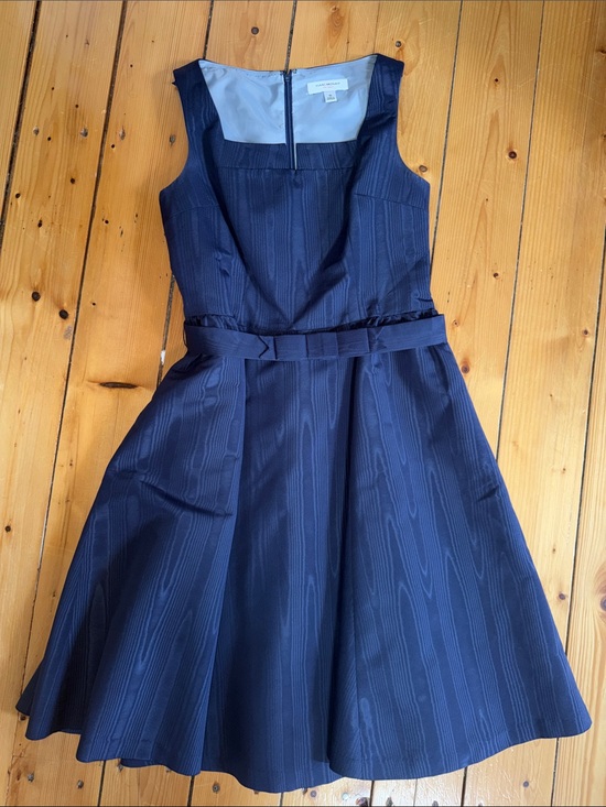 Isaac Mizrahi Dresses & Skirts - Isaac Mizrahi Navy Textured Fit-and-Flare Midi Dress with Belt